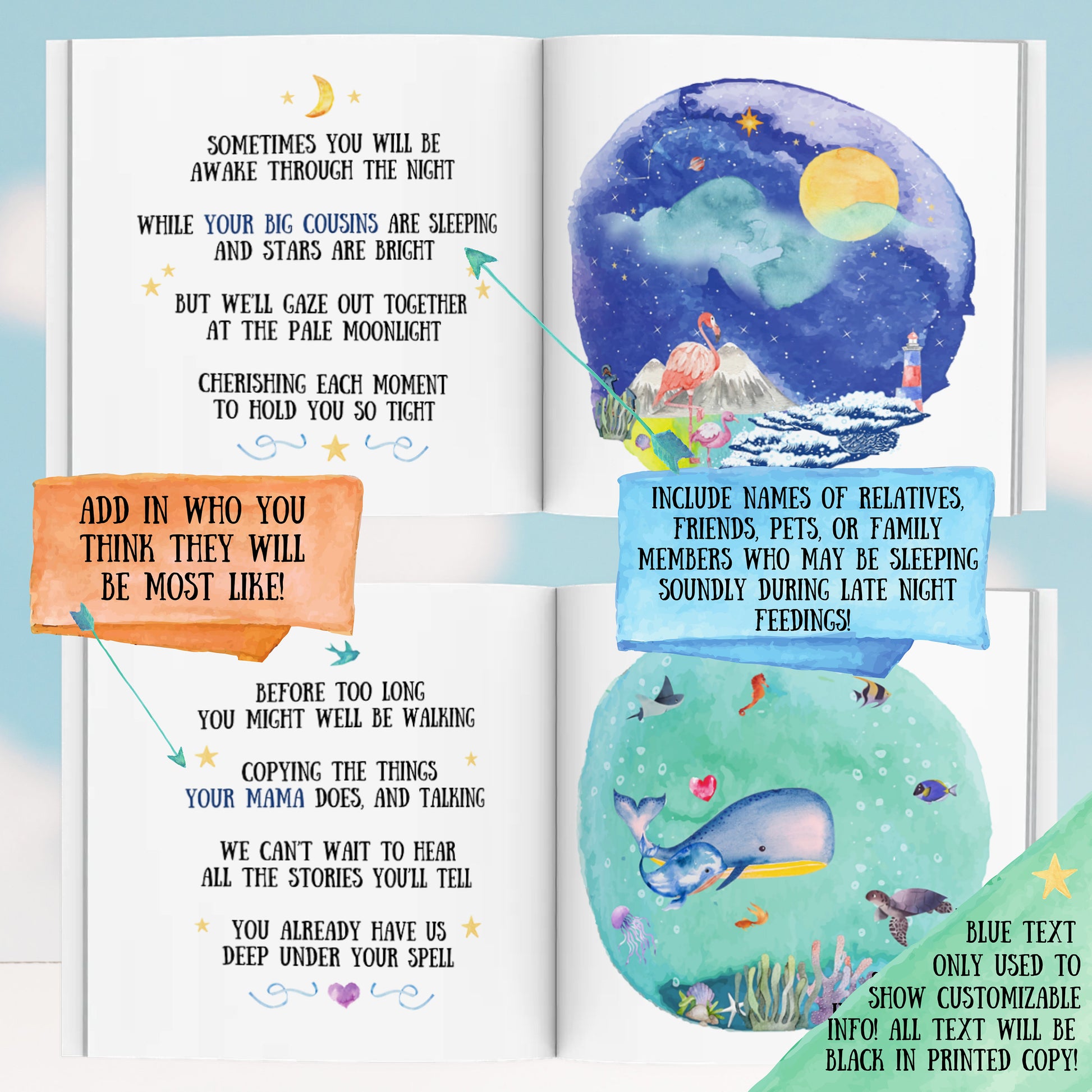 Personalized New Baby Book - Welcome to the World, featuring the child or family name - customized with Child's Name & more