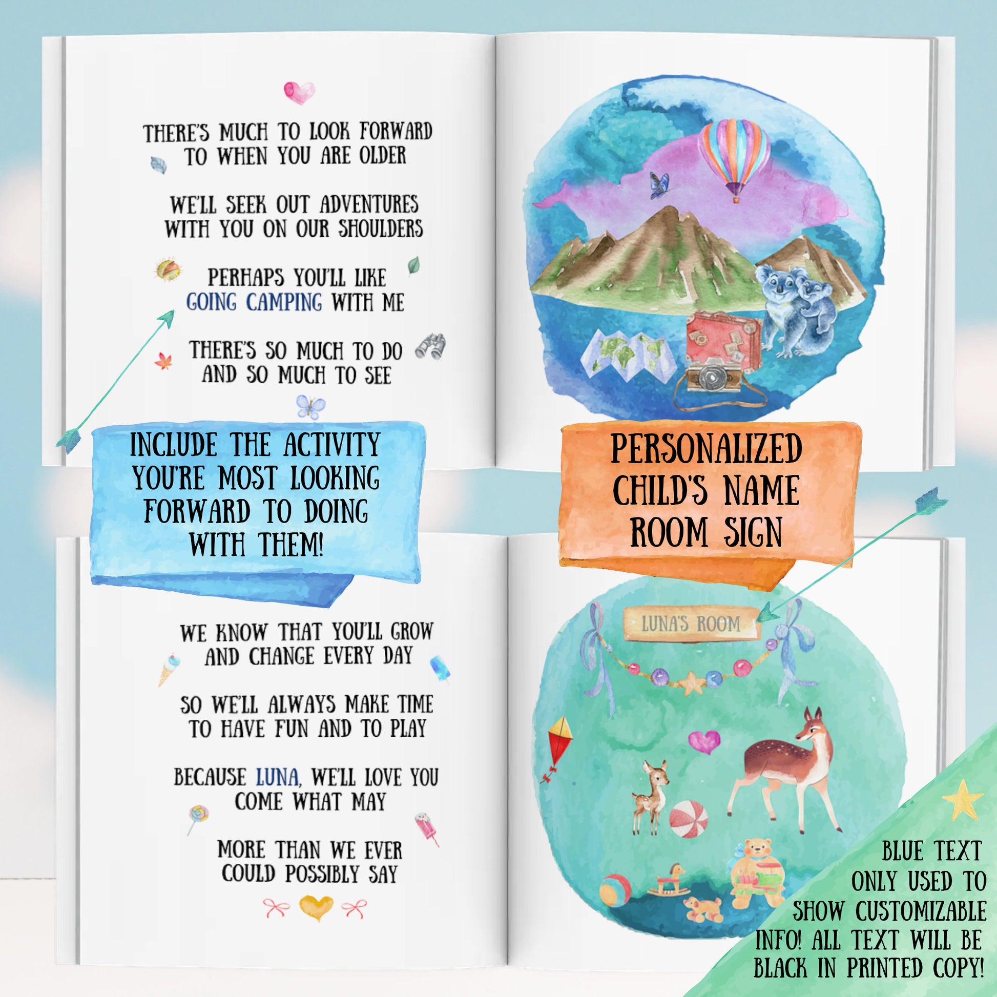 Welcome To The World Custom Baby Book - Baby Rhymes Book Personalized w/child or family name, gift for new babies and parents to be