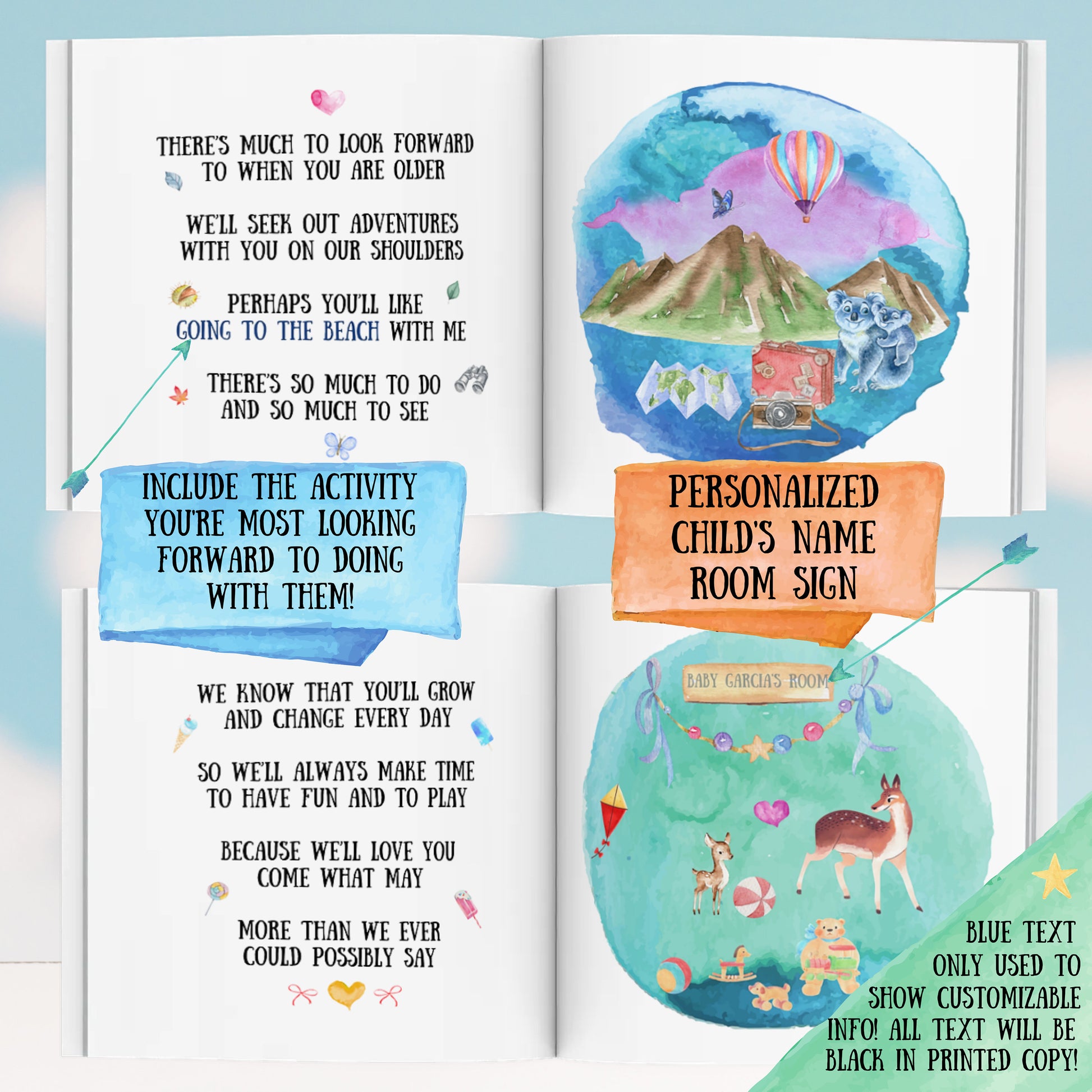 Personalized New Baby Book - Welcome to the World, featuring the child or family name - customized with Child's Name & more