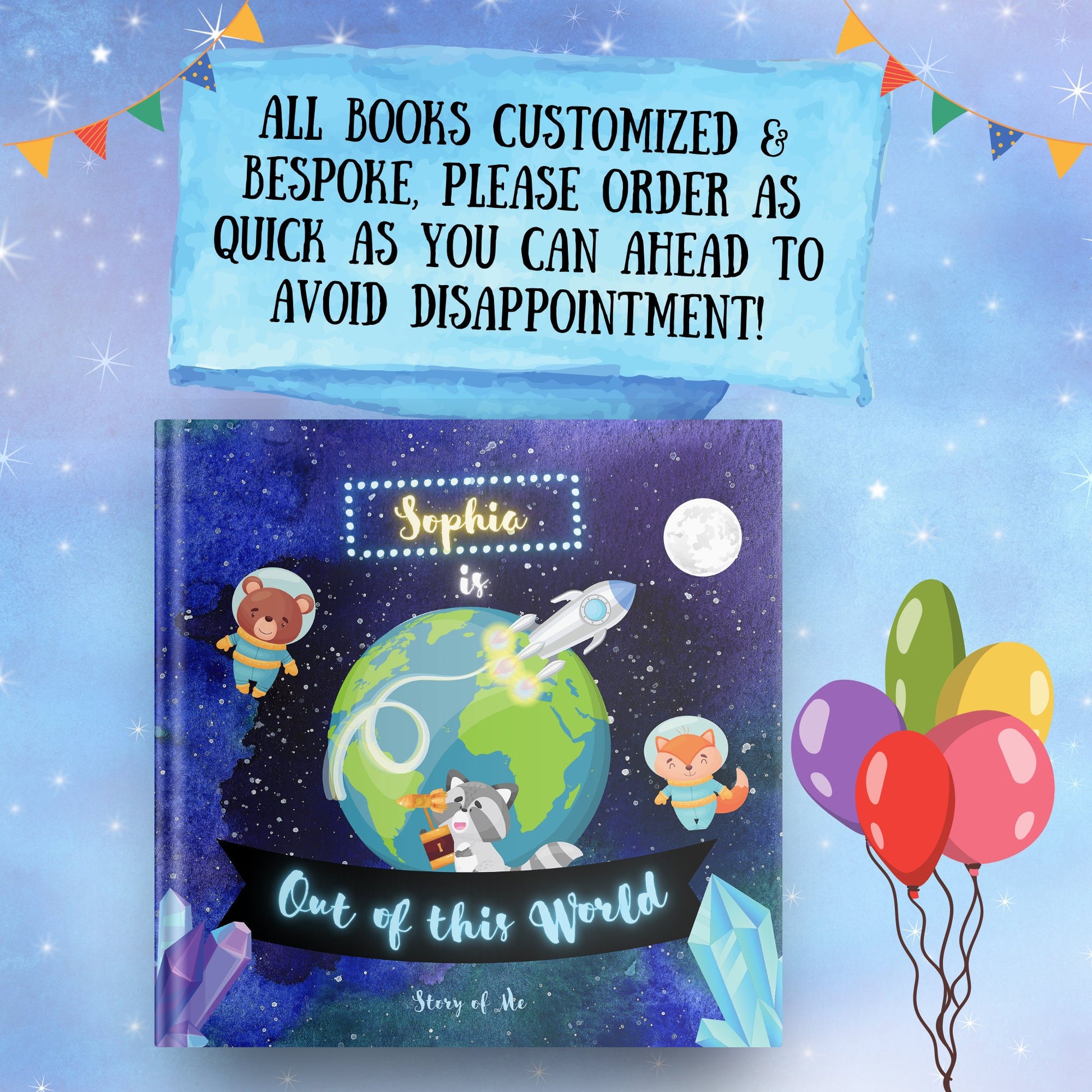 Personalized Kids Book - Space Adventure with Child's Name - Out of this World Space Birthday Book