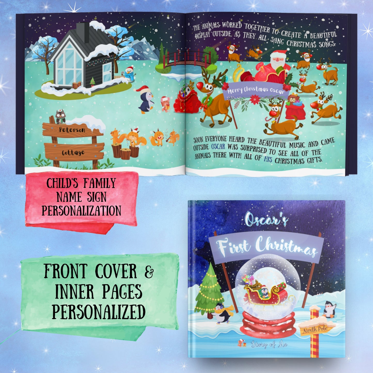 Personalized Book - My First Christmas - Custom Personalized Book w/child and family personalizations, great gift for first Christmas