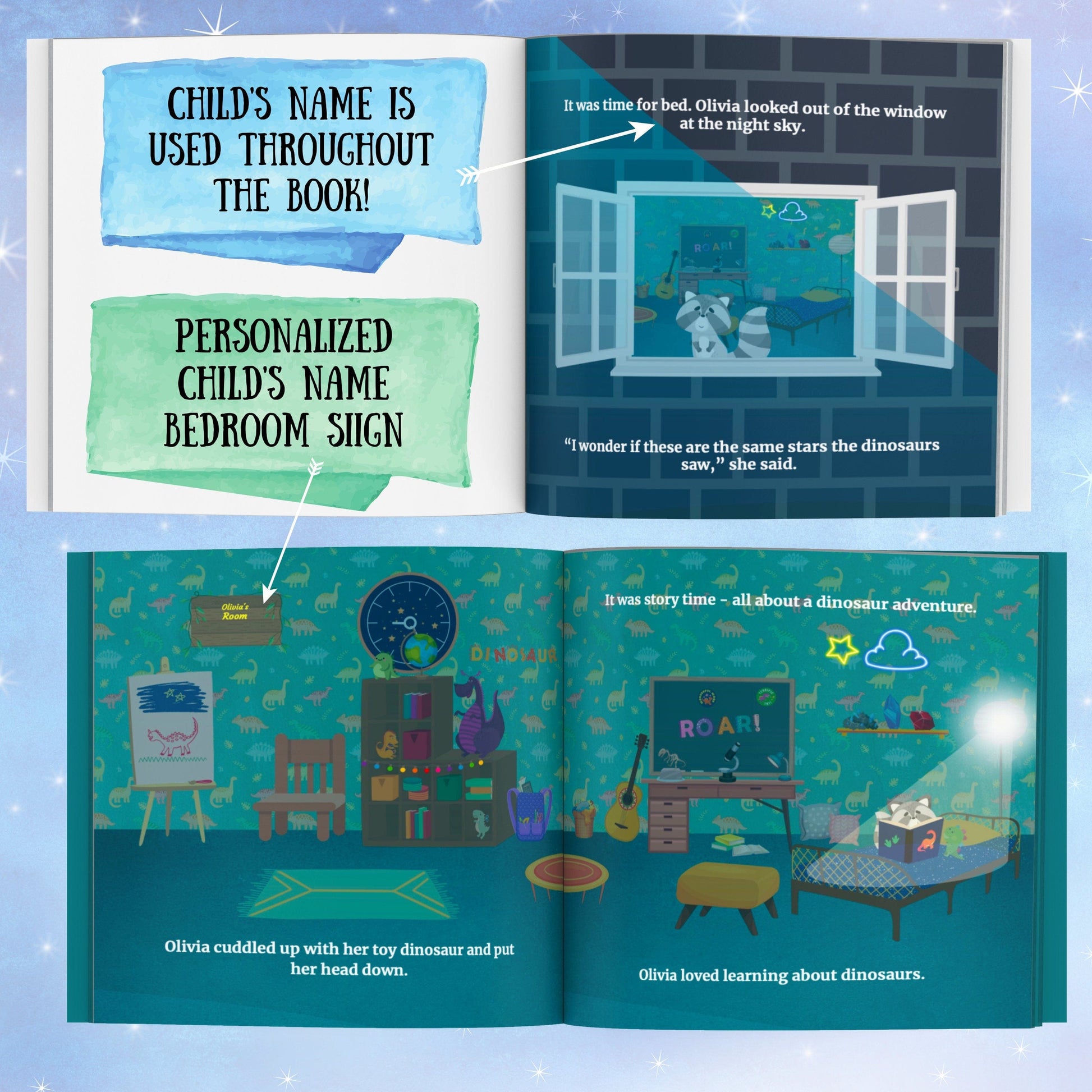 Personalized Book - Dinosaur Adventure - Custom Personalized Book w/child and family personalizations, great dinosaur gift for birthday