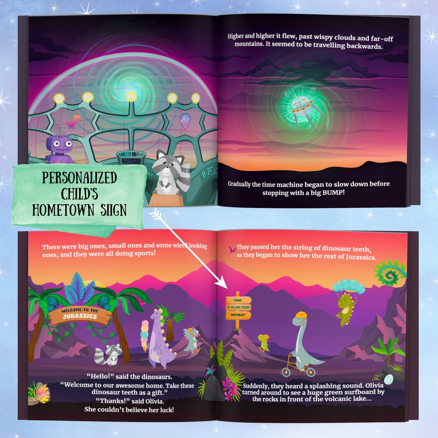 Personalized Book - Dinosaur Adventure - Custom Personalized Book w/child and family personalizations, great dinosaur gift for birthday