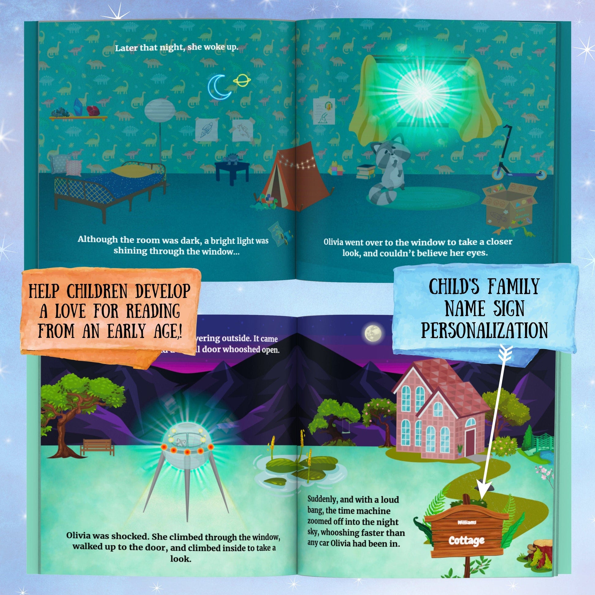 Personalized Book - Dinosaur Adventure - Custom Personalized Book w/child and family personalizations, great dinosaur gift for birthday