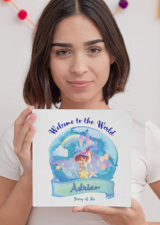 Personalized New Baby Book - Welcome to the World, featuring the child or family name - customized with Child's Name & more