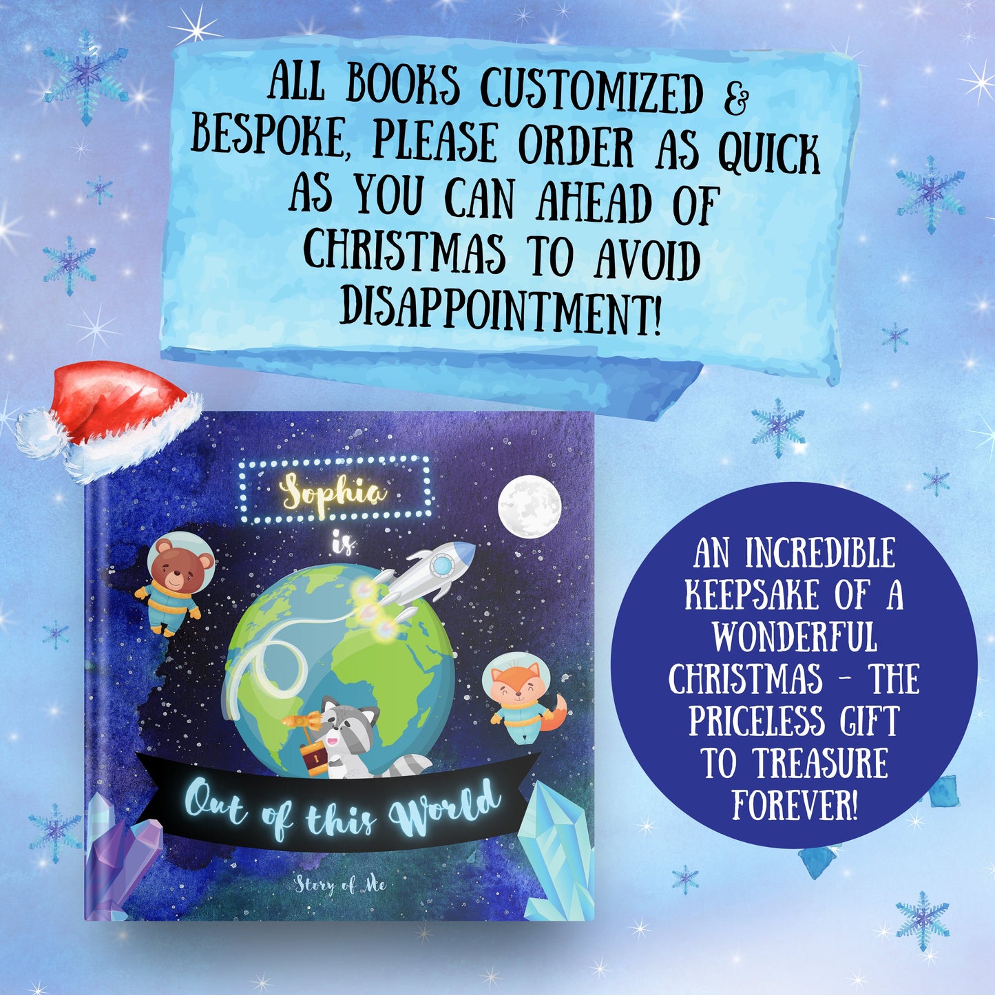 Out of this World - A Personalized Space Adventure Christmas Book for Kids w/Child’s Name